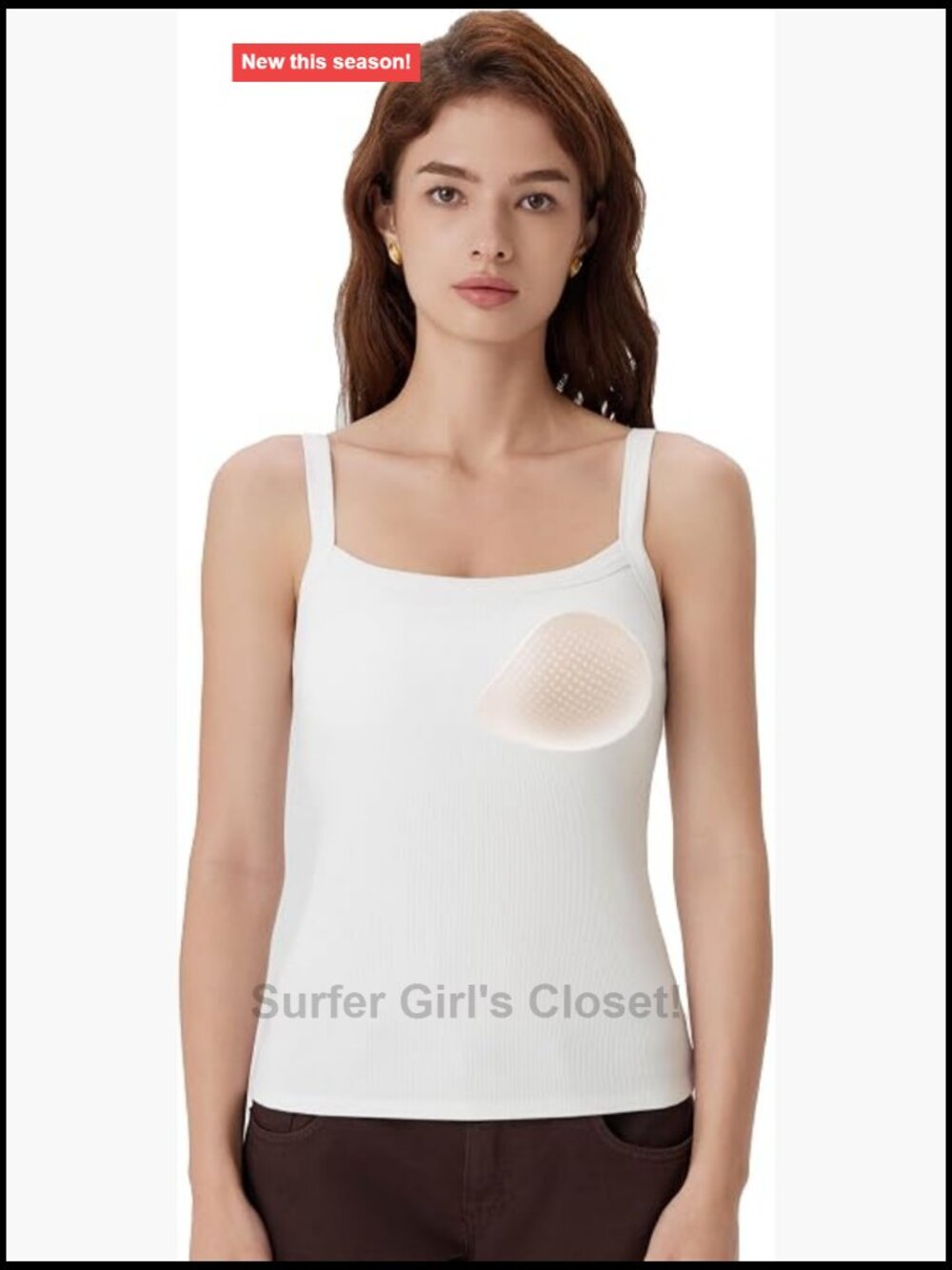 Women Cotton Rib Padded Tank Top Sleeveless Square Neck Summer Cami